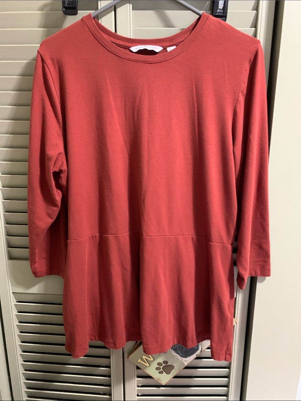 Isaac Mizrahi Rust Red Long-Sleeve Peplum Tunic